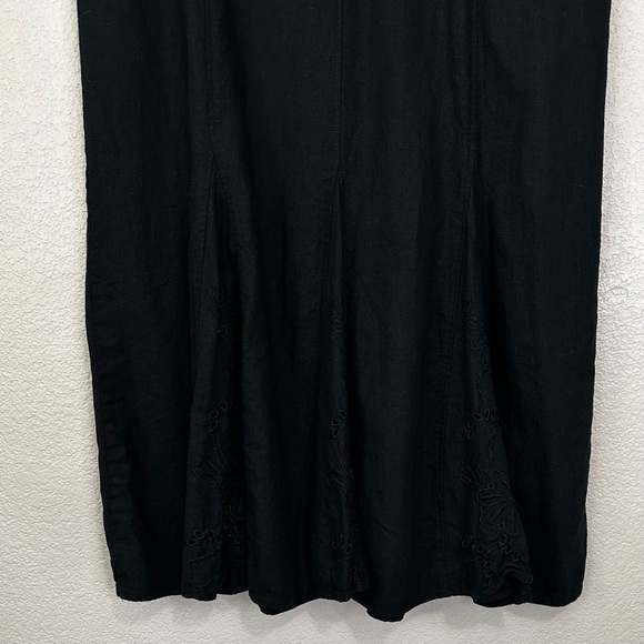 Hillard & Hanson Linen Blend Black Eyelet Midi Skirt, Size 1X - Picture 3 of 11